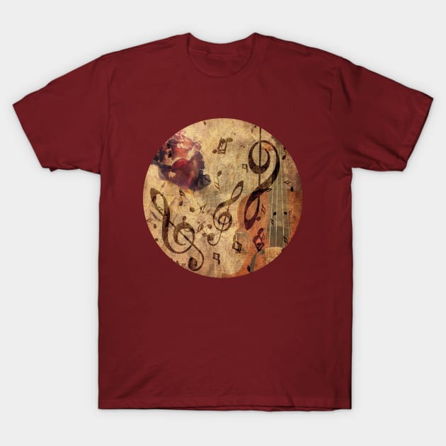 Retro violin and rose T-Shirt by AnnArtshock